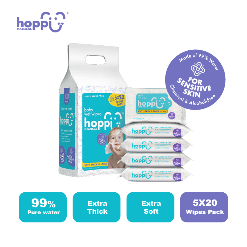 hoppi baby natural pure water wet wipes tissue 宝宝安全湿巾 tisu basah